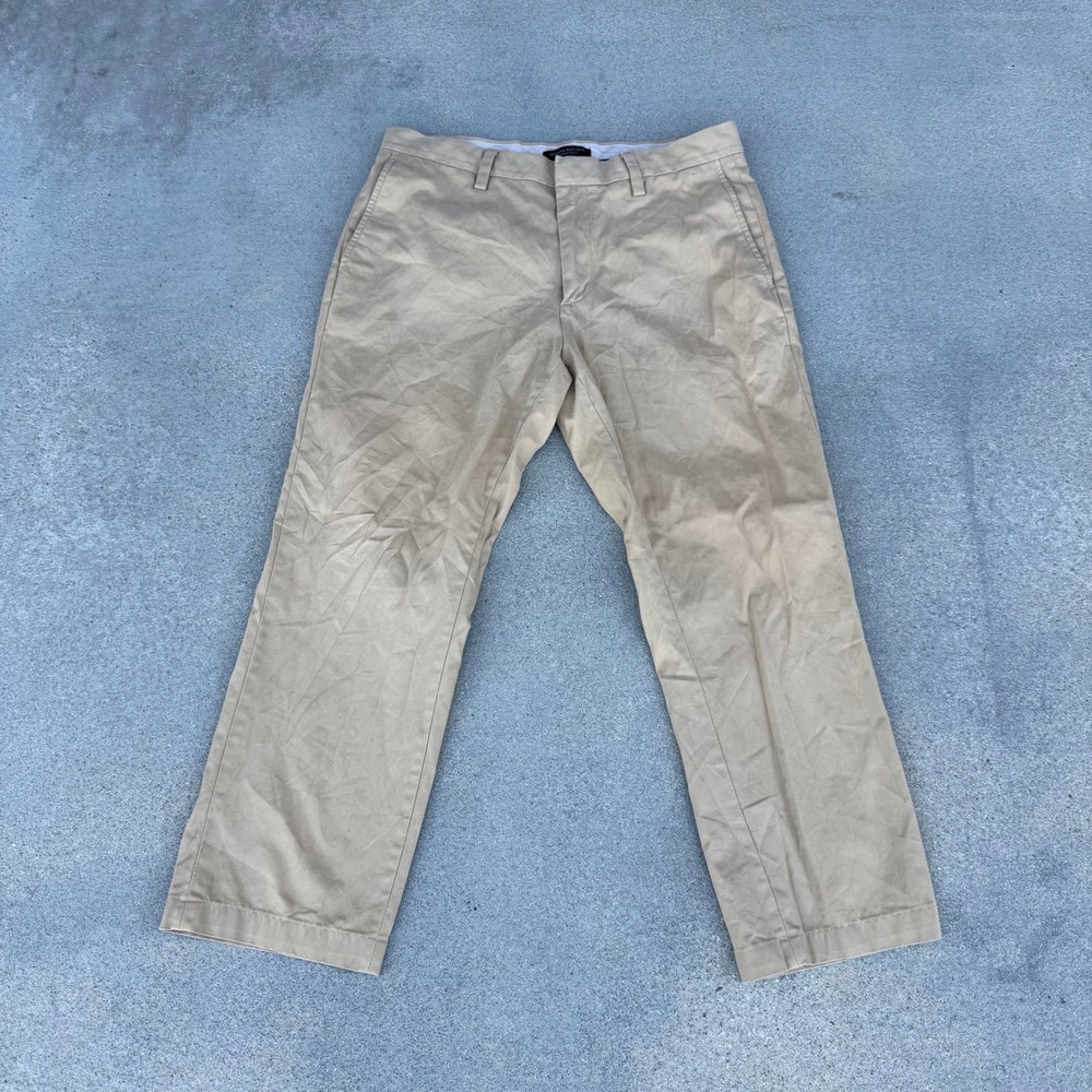 Banana Republic Emerson Chino Khaki Pants Mens 32x30 Tan Cotton Straight Leg